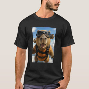 Funny Capybara Animal Lover Sky Diving Diver Zoo B T-Shirt