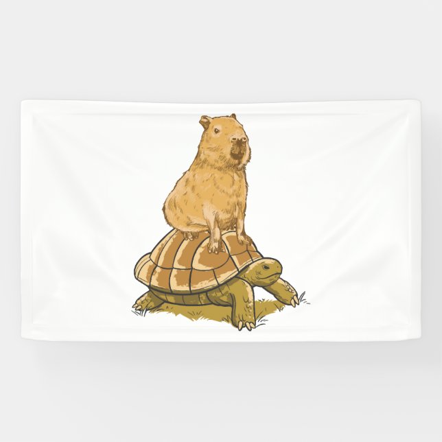 Funny Capybara Animal Turtle Cute Capybara Banner (Horizontal)