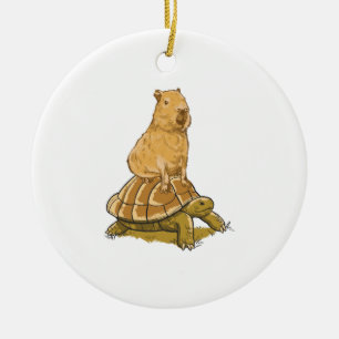 Funny Capybara Animal Turtle Cute Capybara Ceramic Ornament