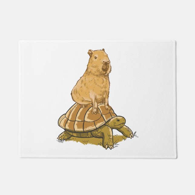 Funny Capybara Animal Turtle Cute Capybara Doormat (Front)