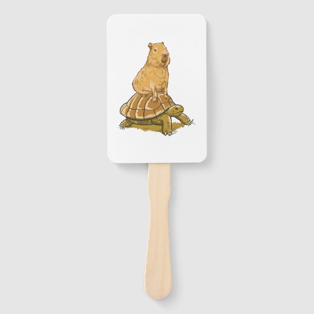 Funny Capybara Animal Turtle Cute Capybara Hand Fan (Front)