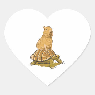 Funny Capybara Animal Turtle Cute Capybara Heart Sticker