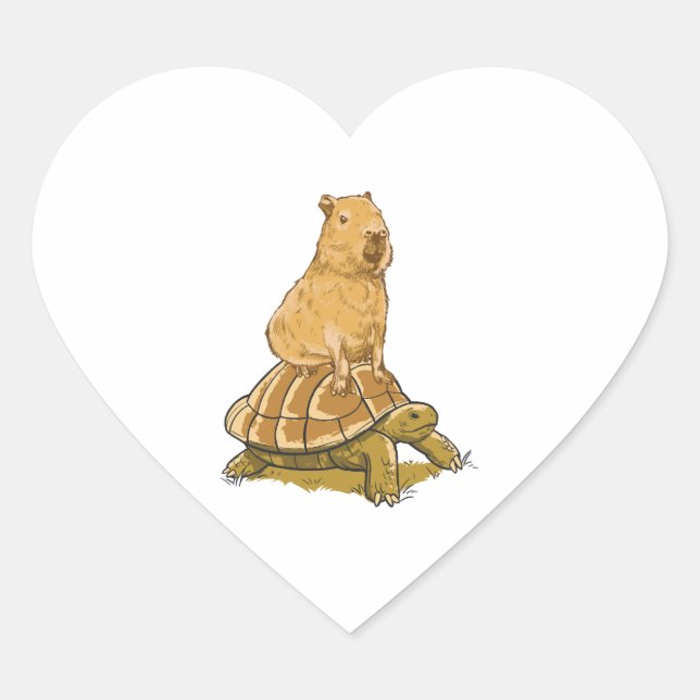 Funny Capybara Animal Turtle Cute Capybara Heart Sticker (Front)