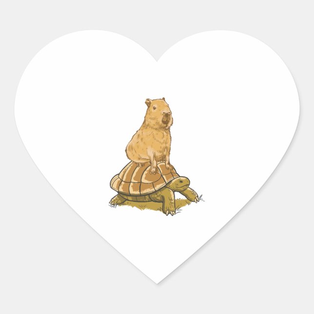Funny Capybara Animal Turtle Cute Capybara Heart Sticker (Front)
