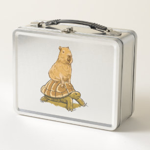 Funny Capybara Animal Turtle Cute Capybara Metal Lunch Box