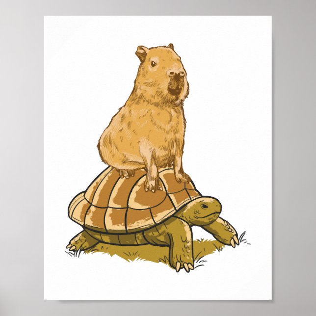 Funny Capybara Animal Turtle Cute Capybara Poster (Front)