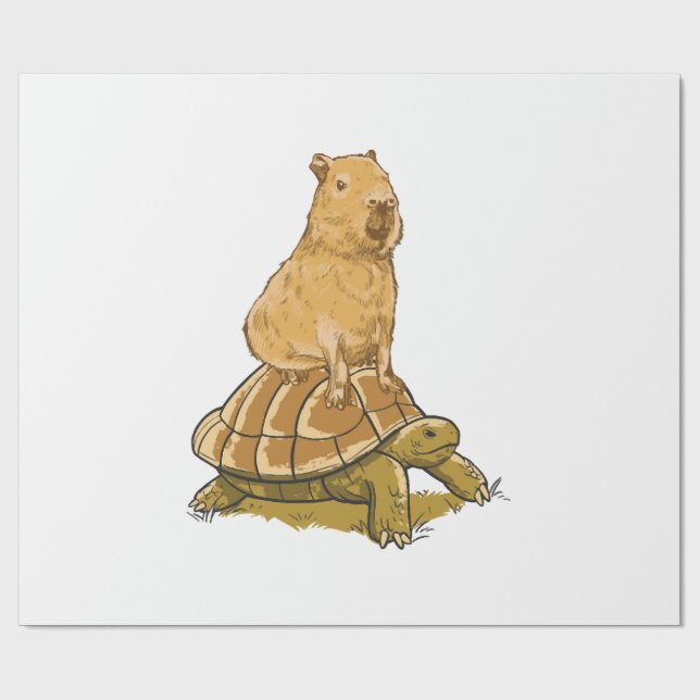 Funny Capybara Animal Turtle Cute Capybara Wrapping Paper (Flat)