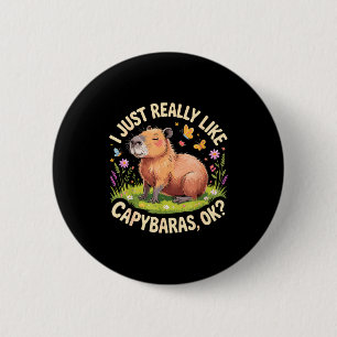 Funny Capybara Art For Men Women Kids Capy Rodent 6 Cm Round Badge