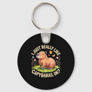 Funny Capybara Art For Men Women Kids Capy Rodent Key Ring