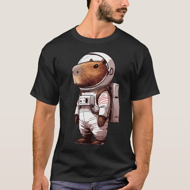Funny Capybara Astronaut Space T-Shirt (Front)