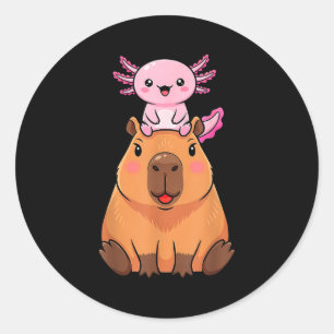 Funny Capybara Axolotl Kawaii Kids Boys Girls Anim Classic Round Sticker