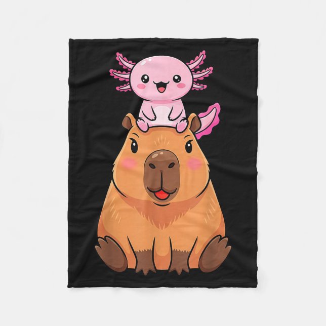 Funny Capybara Axolotl Kawaii Kids Boys Girls Anim Fleece Blanket (Front)
