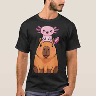 Funny Capybara Axolotl Kawaii Kids Boys Girls Anim T-Shirt
