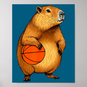 Funny Capybara Basketball Player Sports Animal Poster