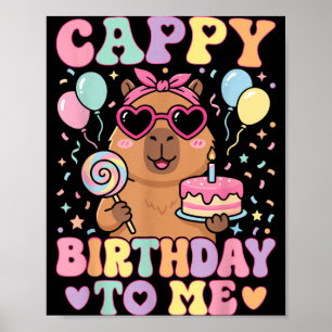 Funny Capybara Birthday to Cute Girls Birthday Poster