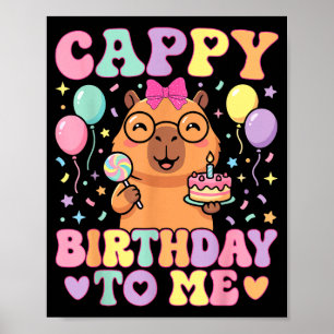 Funny capybara birthday to cute girls birthday poster