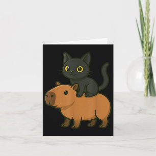 Funny Capybara Black Cat Animal Lover Mum Dad Kids Card