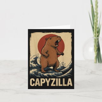 Funny Capybara Boys Girls Kids Mens Capyzilla  Card