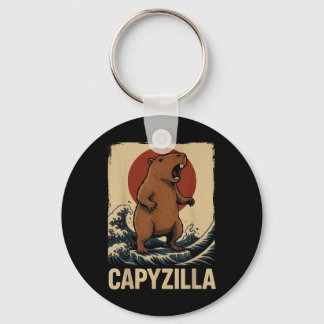 Funny Capybara Boys Girls Kids Mens Capyzilla Key Ring