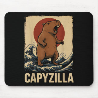 Funny Capybara Boys Girls Kids Mens Capyzilla  Mouse Pad