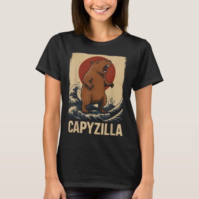 Funny Capybara Boys Girls Kids Mens Capyzilla  T-Shirt (Front)