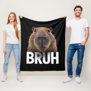 Funny Capybara Bruh  Fleece Blanket