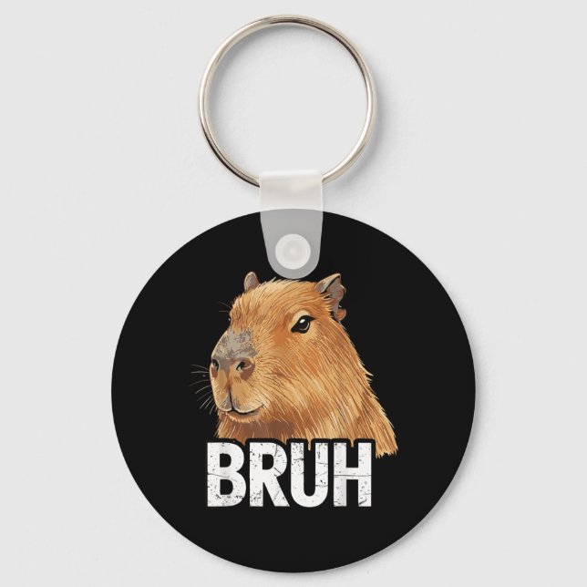 Funny Capybara Bruh Key Ring (Front)