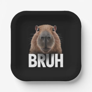 Funny Capybara Bruh  Paper Plate