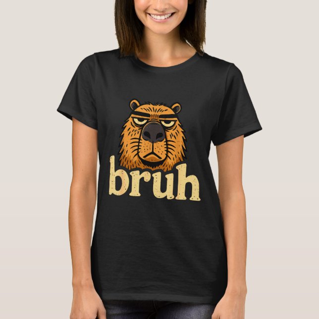 Funny Capybara Bruh Sarcastic Animal Meme Boys Tee (Front)