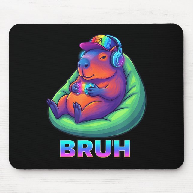Funny Capybara Bruh Video Games Lovers  Mouse Pad (Front)