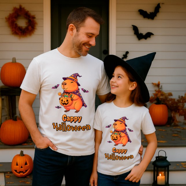 Funny Capybara “Cappy Halloween” Cartoon T-Shirt (Creator Uploaded)