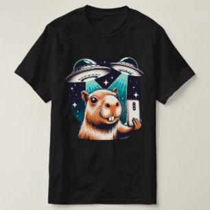 Funny Capybara ,Capybara Selfie with UFOs T-Shirt