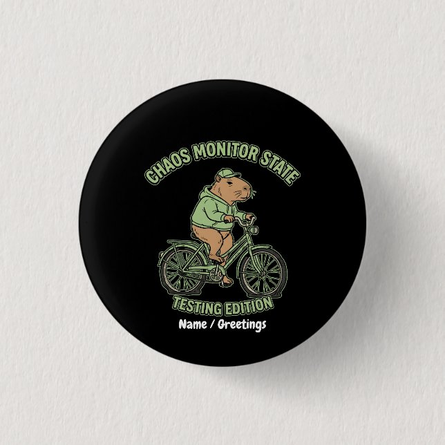 Funny Capybara Chaos Monitor State Testing Edition 3 Cm Round Badge (Front)
