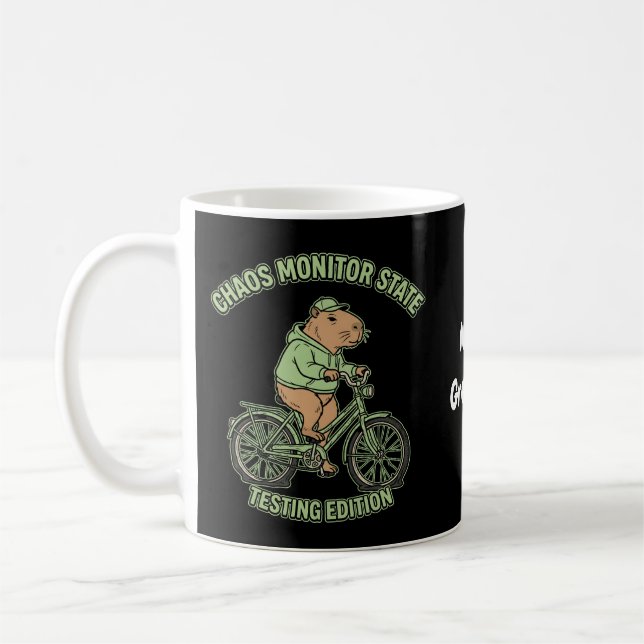 Funny Capybara Chaos Monitor State Testing Edition Coffee Mug (Left)
