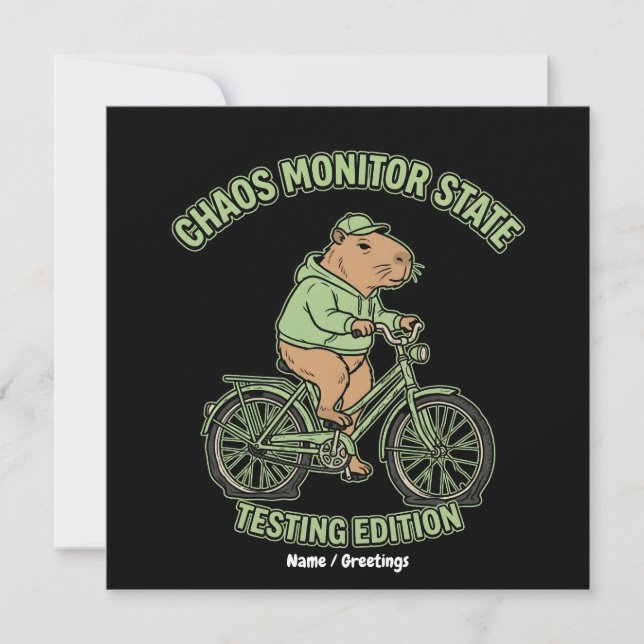Funny Capybara Chaos Monitor State Testing Edition Invitation (Front)