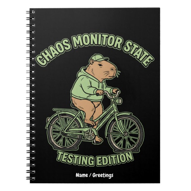 Funny Capybara Chaos Monitor State Testing Edition Notebook (Front)