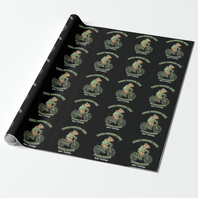 Funny Capybara Chaos Monitor State Testing Edition Wrapping Paper (Unrolled)