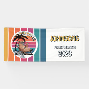 Funny Capybara Chillest Family Ever Retro Beach Banner