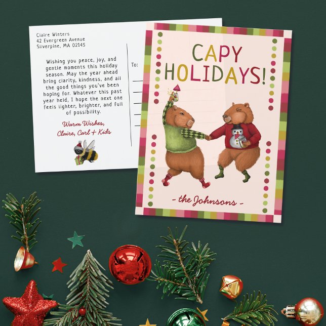 Funny Capybara Christmas Design for Animal Lovers Holiday Postcard (Creator Uploaded)