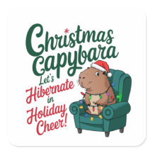 Funny Capybara Christmas Sticker