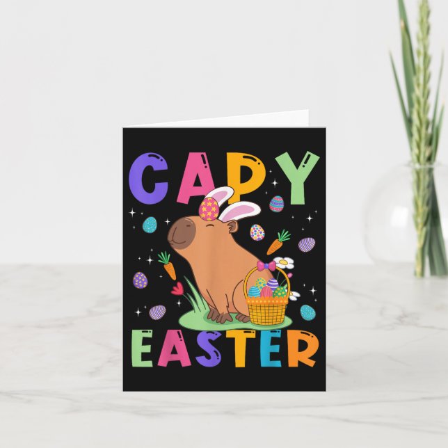 Funny Capybara Easter Day Capy Easter Eggs Capy Lo Card (Front)