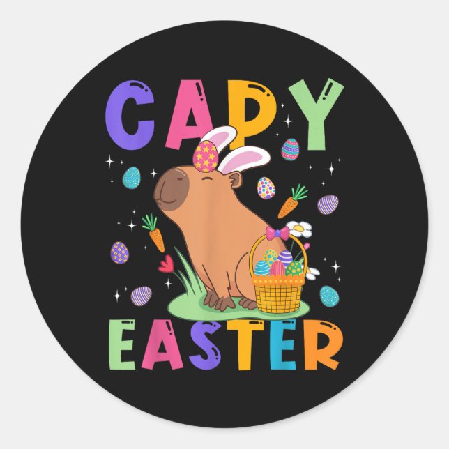 Funny Capybara Easter Day Capy Easter Eggs Capy Lo Classic Round Sticker (Front)