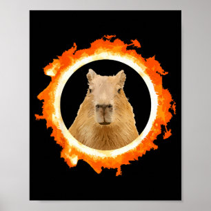 Funny Capybara Eclipse Meme Solar Animal Poster