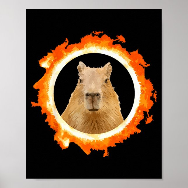 Funny Capybara Eclipse Meme Solar Animal Poster (Front)
