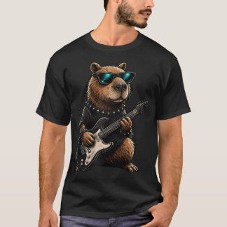 Funny Capybara Electric Guitar Humour Man T-Shirt