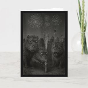 Funny Capybara Fireworks Happy New Year Tank Top Card