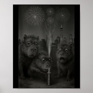 Funny Capybara Fireworks Happy New Year Tank Top Poster