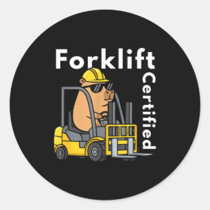 Funny capybara forklift certified operator meme  classic round sticker