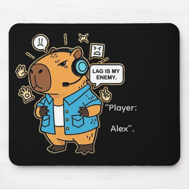 Funny Capybara Gamer Mousepad – Personalized with  (Front)