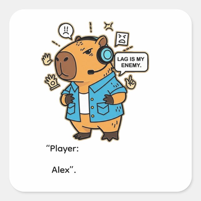 Funny Capybara Gamer Sticker – Personalized with N (Front)